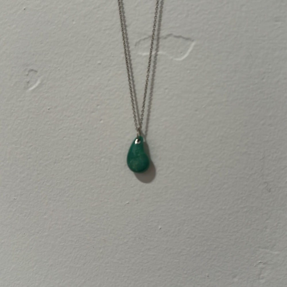 Tiffany & Co. Elsa Peretti Turquoise Teardrop Sterling Silver Necklace 16” - Picture 5 of 11